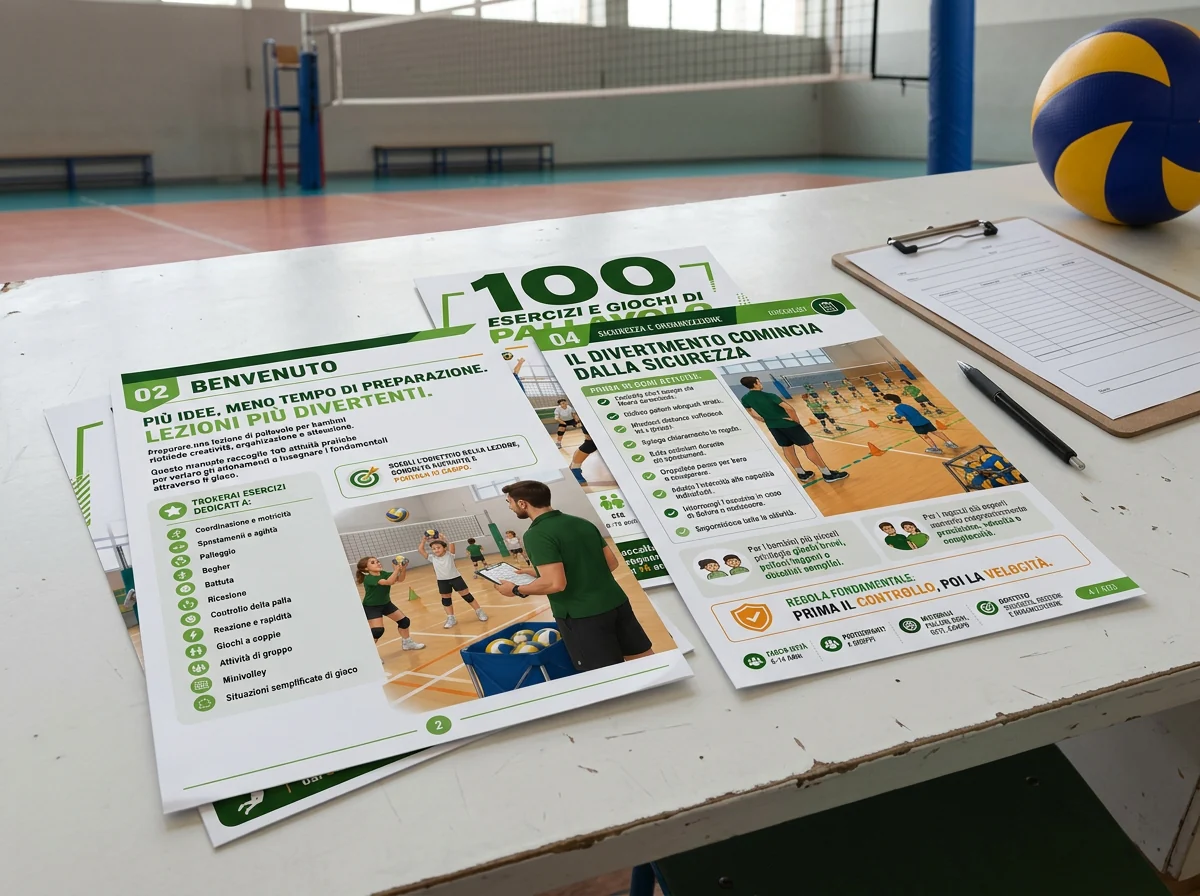 Pagine di benvenuto e sicurezza stampate sul tavolo della palestra